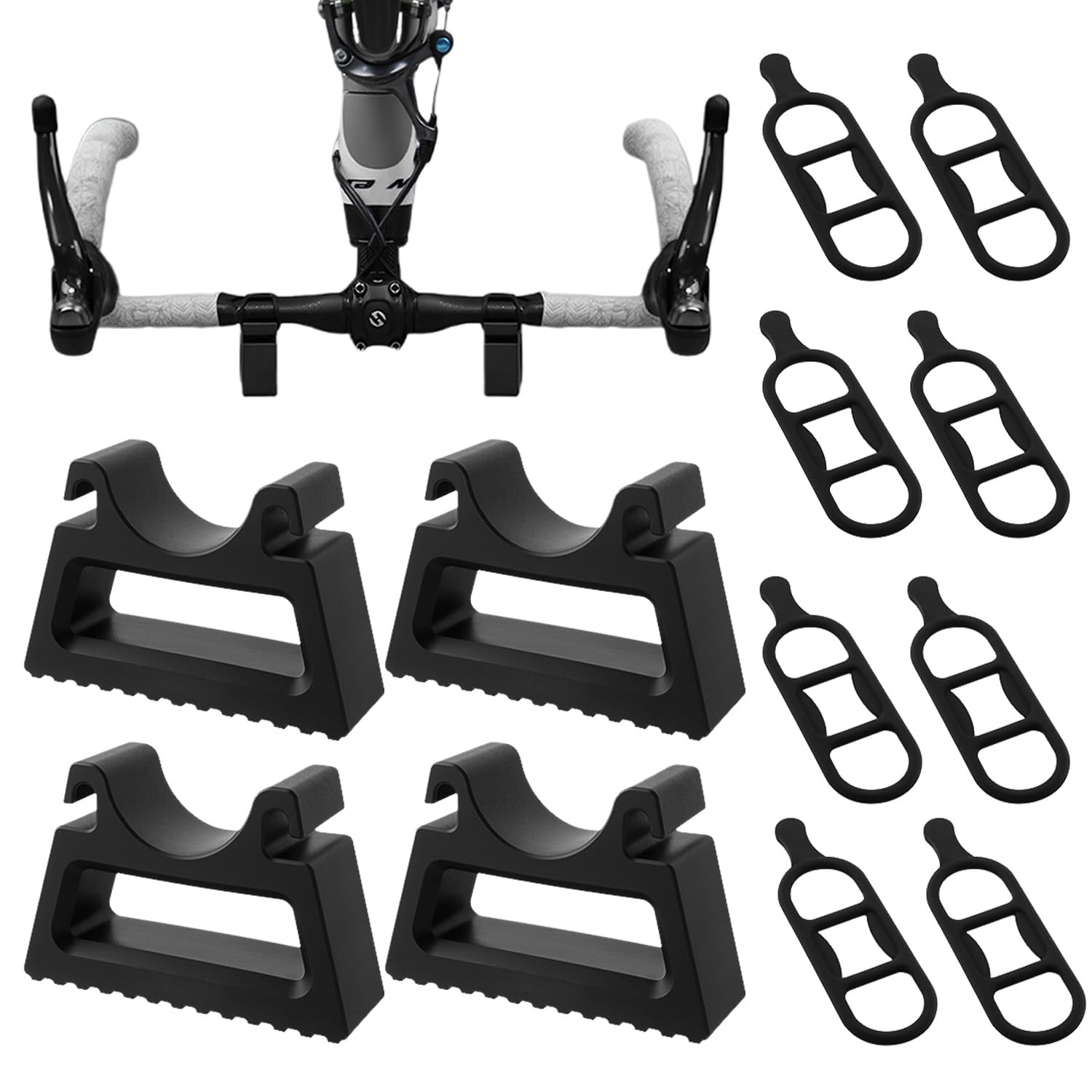 AUOQZ 4Pcs Bike Repair Handlebar Stand with 8Pcs Fixed Buckle Portable Inverted Bicycle Stand for Maintenance Quick Anti-slip Detachable Holder for Road Mountain Bike