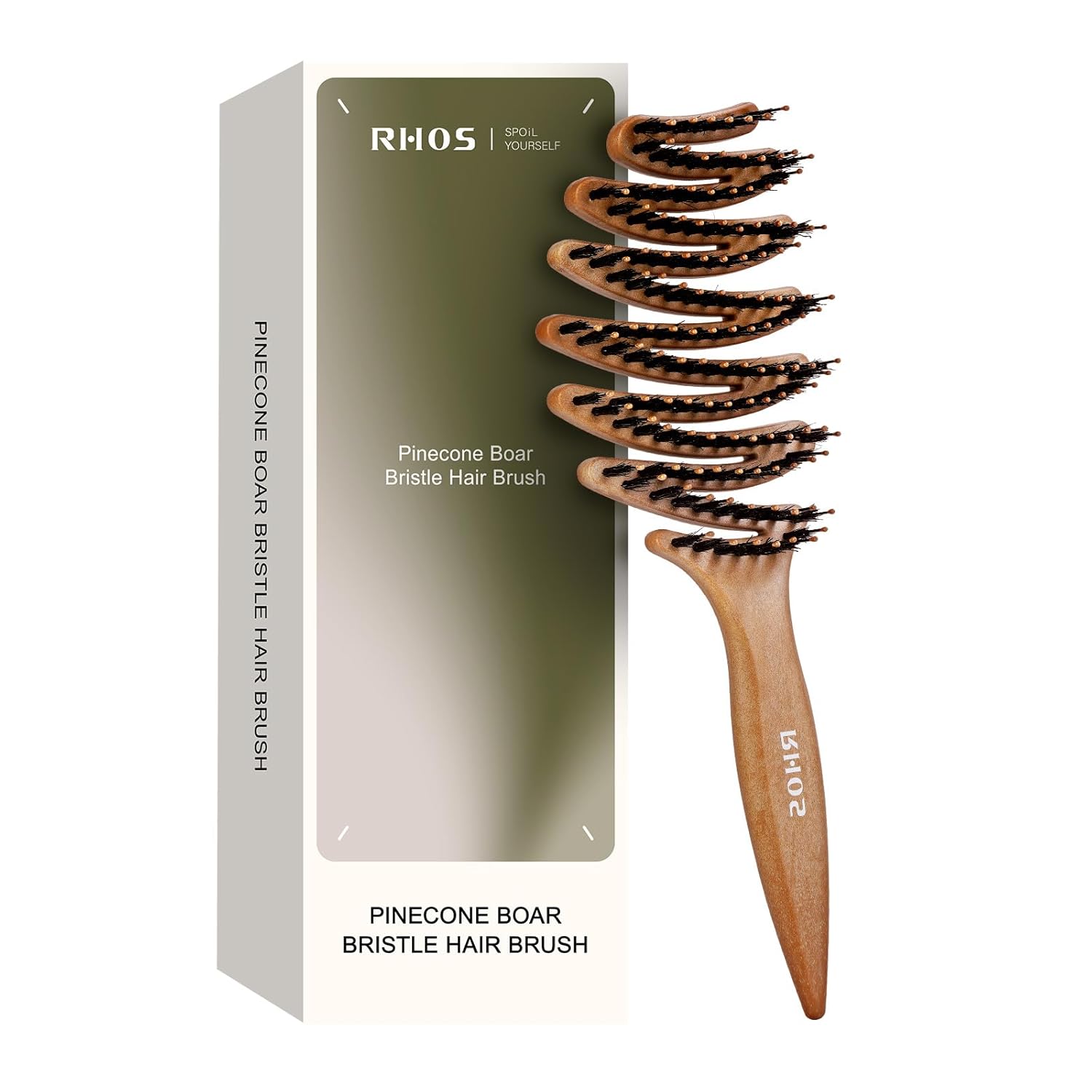 RHOS Pinecone Hair Brush, Boar and Nylon Bristle Hair