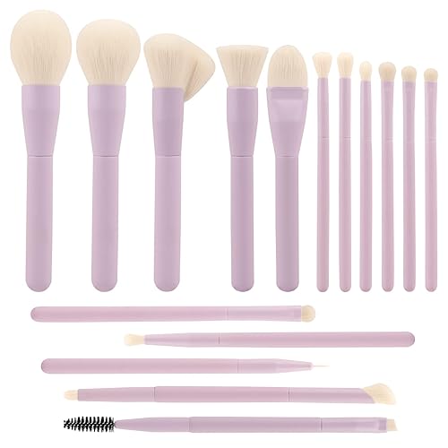 dpolla - Juego completo de 15 brochas de maquillaje sintéticas con brochas de base profesionales, correctores de polvo, sombras de ojos, rubor para