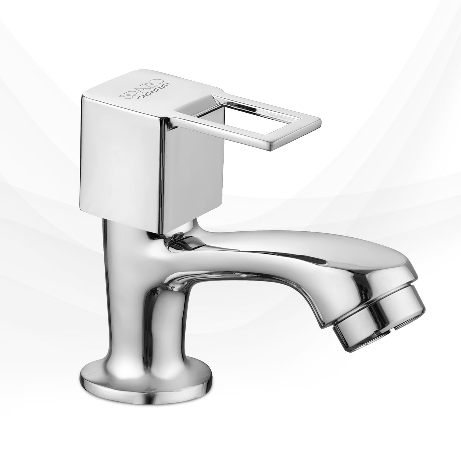 SPAZIO Square Cut Brass Pillar Cock | Basin Tap | Pillar Taps (Pack of 1) for Wash Basin & Bathroom, Chrome Plated Pillar Tap Faucet (Deck Mount Installation Type)-image-18