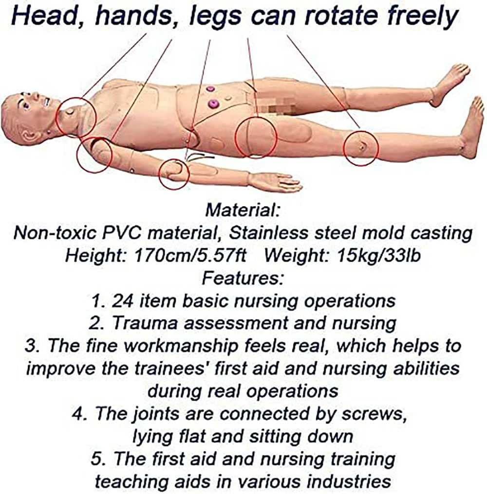 Manekin Pielęgniarski Z Tworzywa Sztucznego Pvc, Anatomiczny Model Człowieka, Wielofunkcyjny Symulator Opieki Nad Pacjentem Płci Męskiej I Żeńskiej