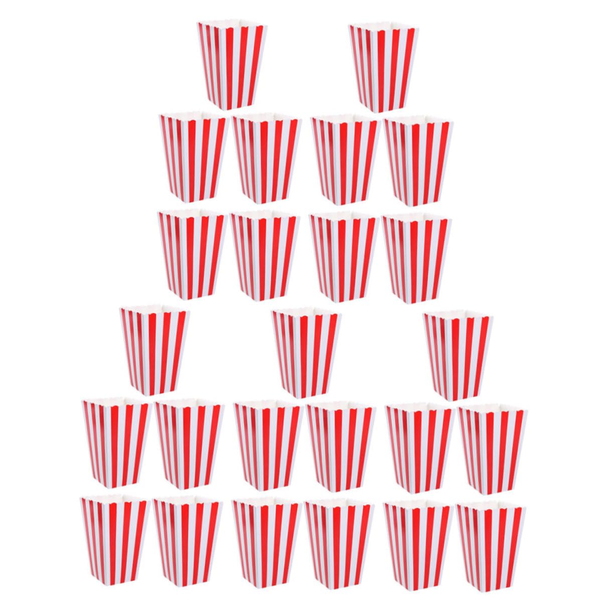 ERINGOGO 25pcs Striped Popcorn Containers Durable Paper Snack Buckets Theaters Parties and Carnivals for Serving Popcorn and Treats Classic Design