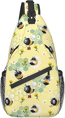 Daisy Bees Crossbody Sling Bag for Women Men Sling Backpack Small Casual Travel Hiking Daypack Chest Shoulder Bag