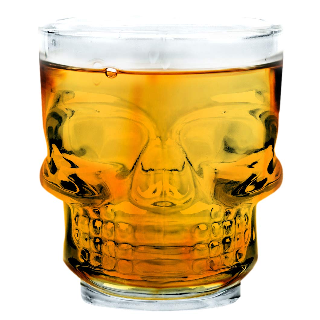 Set of 4 Skull-Type Crystal Glasses for Whiskey, Vodka, Liqueur...