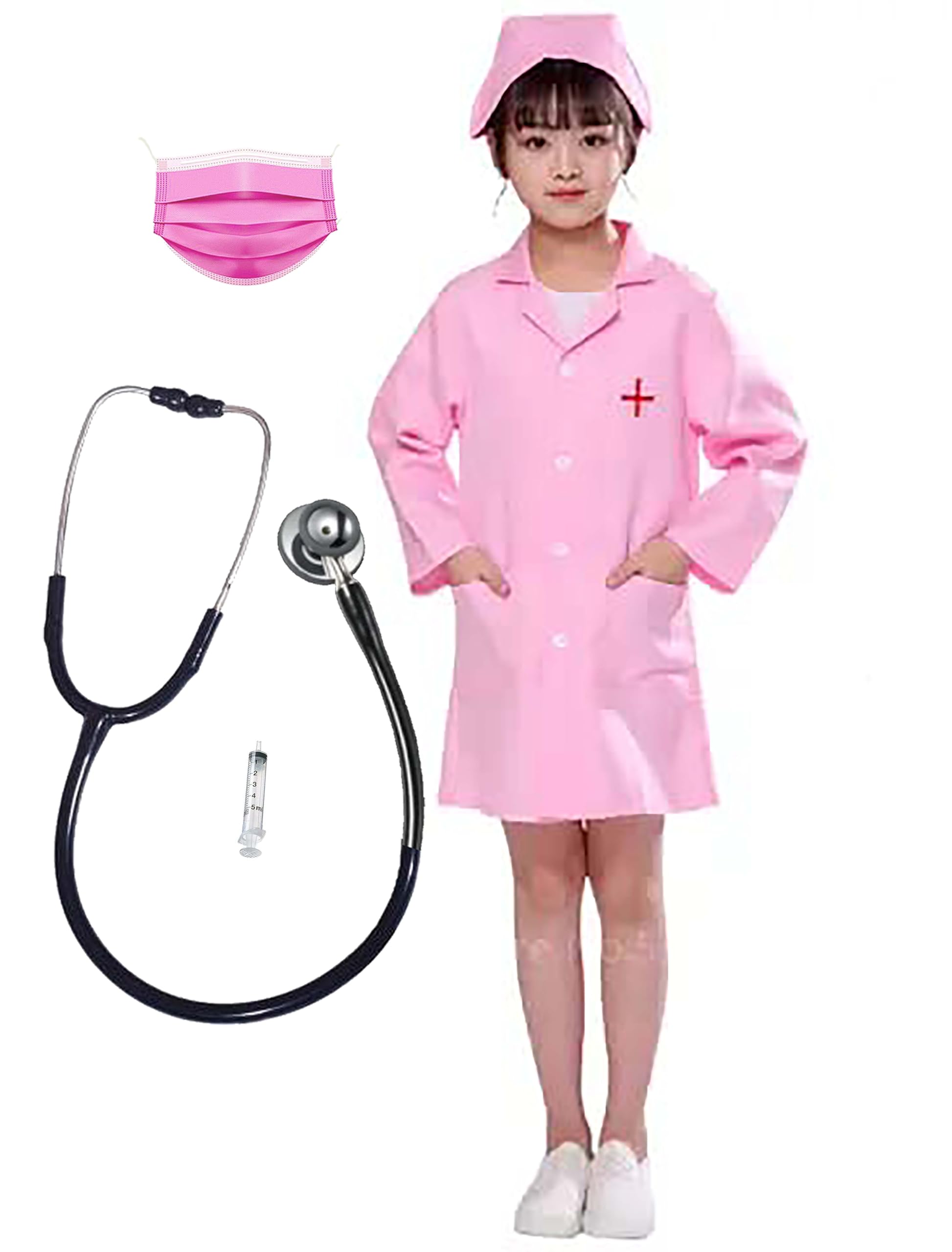 Fancy Agents Full Sleeves Pink Nurse Costume For Kid|Nurse Costume With Stethoscope,Mask,Headgear & Injection|Kids Fancy Dresses Pink Nurse For Birthday & Any Special Occasion (6-8 Yrs)-Polyester (B0C442Q3NM) Amazon Price History, Amazon Price Tracker