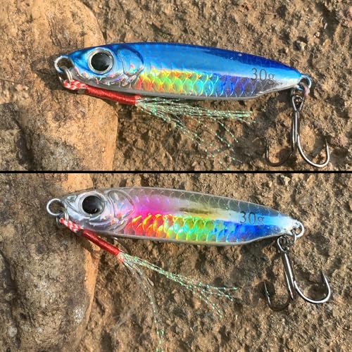 Tripquips Saltwater Jigs Fishing Lures with Ultra-Sharp Hooks, Saltwater Spoon Lure for Tuna Salmon Grouper, Sea Fishing Jigging Lure, Trolling Spoon for Bass Fishing-30g-5PCS by Tripquips - Image 2