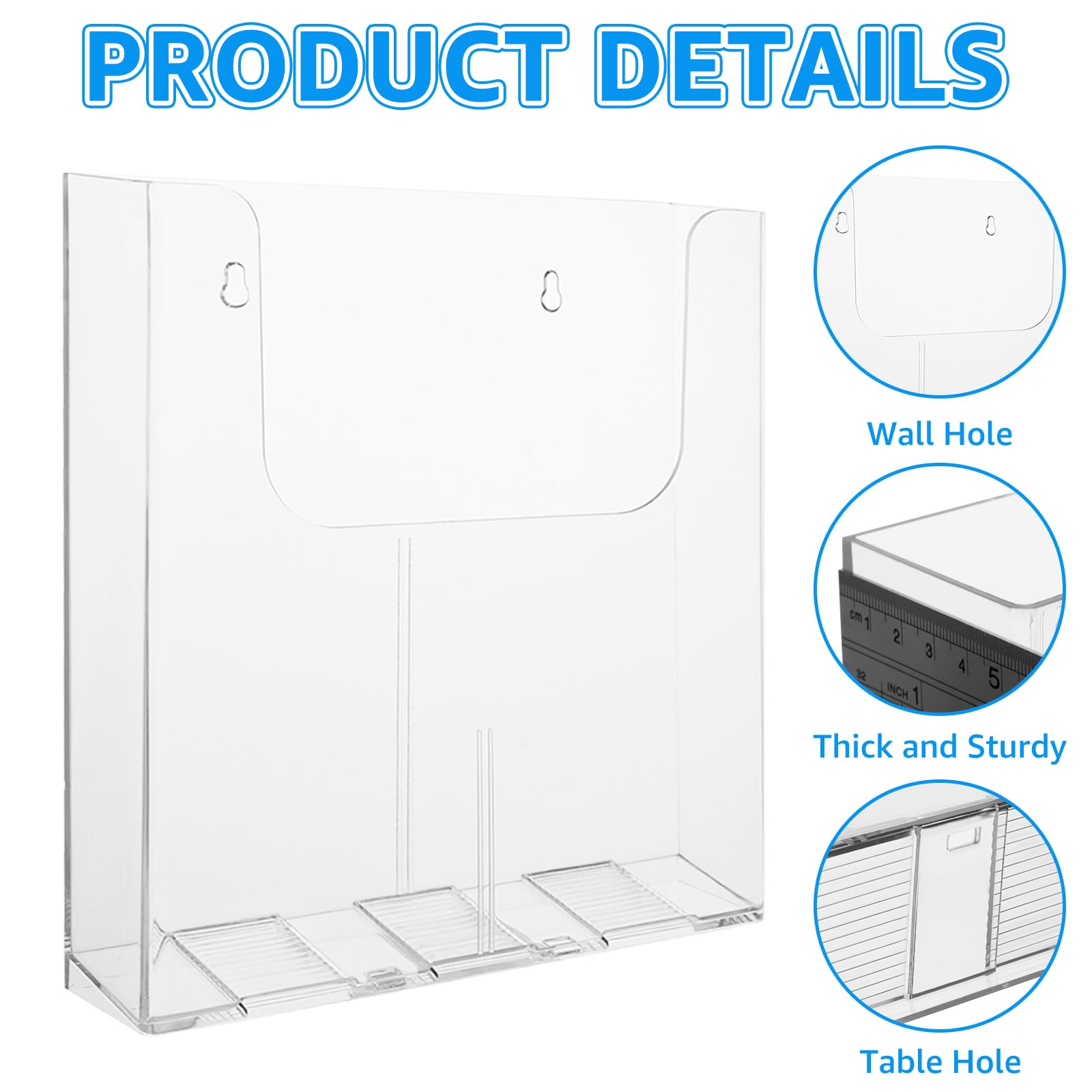 4 Piezas Portafolletos de Pared A4, 250x225x42mm Soporte Folletos Pared, Transparente Soporte Folletos A4 para Pared para la Presentación de Revistas, para Recepción, Oficina, Tienda y Aula
