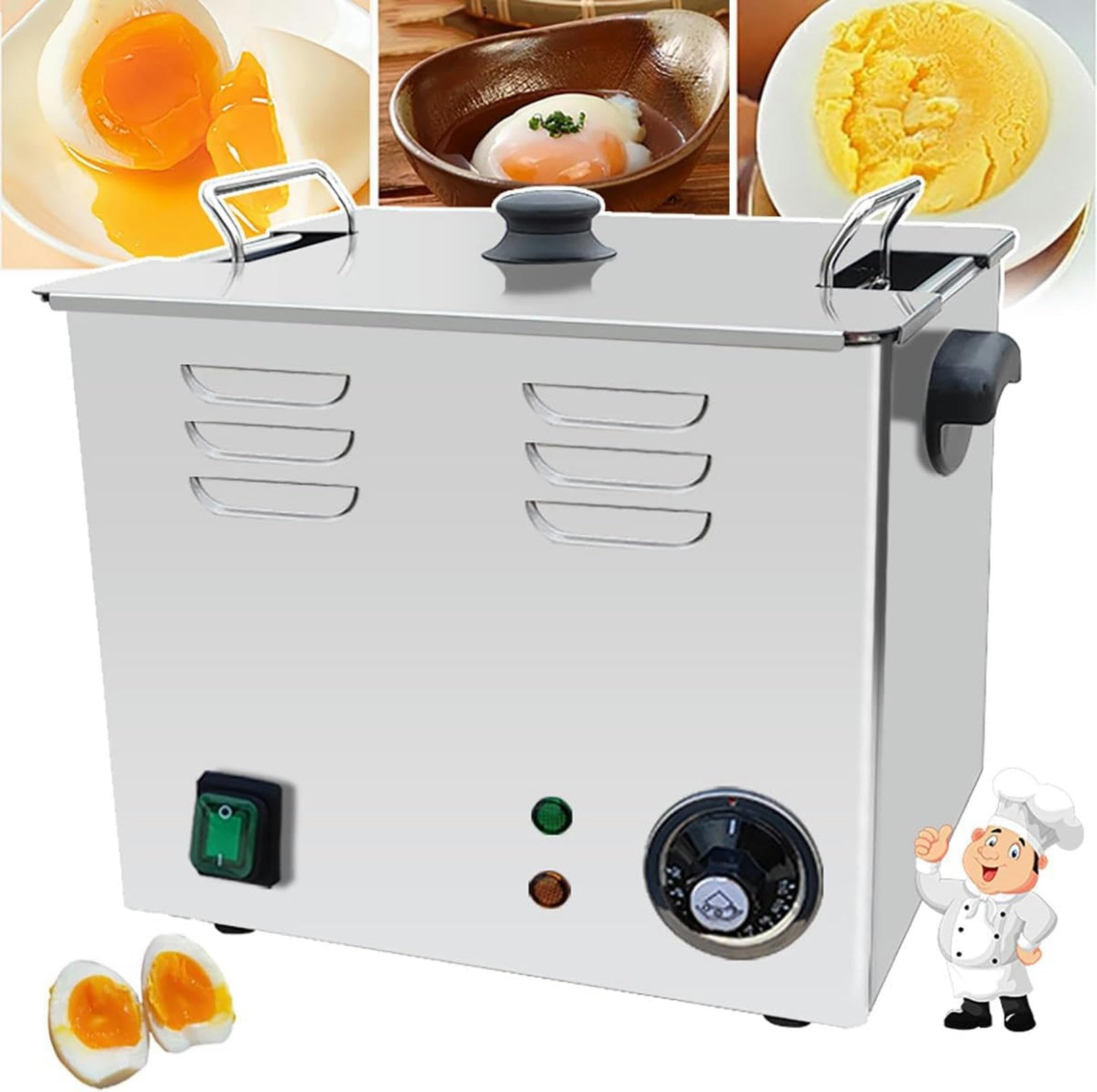 Cuociuova da 60 Pezzi, cuociuova Hot Spring, Macchina Automatica Commerciale per Uova sode e Semi-sode da 2600 W, Cottura a Vapore e a Vapore delle Uova.,