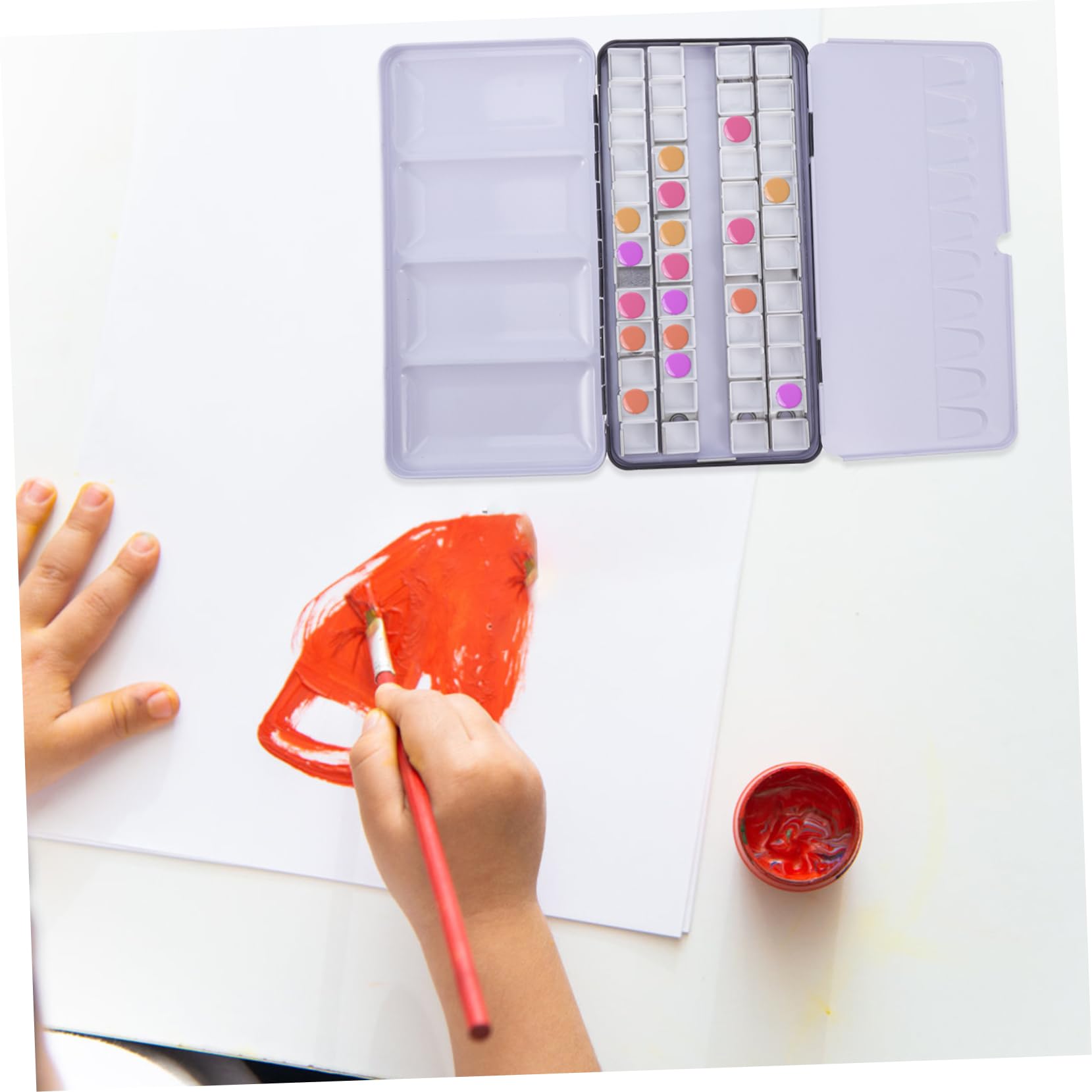 Operitacx Boîte à Pigments Vide pour Aquarelle en Fer et Plastique Noire | Grand Format Pliable, Rangement Sécurisé de Nombreux Godets, Arts Créatifs et Projets Manuels