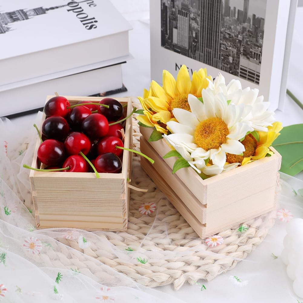 GRETJOB 12PCS 5" Wooden Crates, Nesting Rustic Wood Storage Boxes Set, Farmhouse Decorative DIY Craft Containers for Home, Office, Bathroom, Closet Display and Organization (12 PCS)