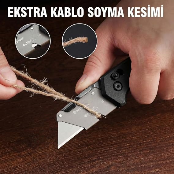 Workpro WP211035 Ağır Hizmet Maket Bıçağı, Çelik/Ahşap Gövde, Katlanır, 11 Yedek Bıçak, 24cm