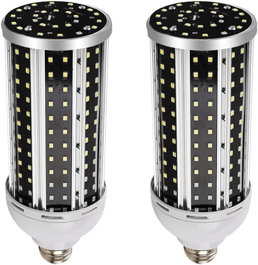 Mdrcg LED Corn Bulbs 2 Packs 100W Cool Daylight White 3000K-6500K 10000LM E27 360° Beam Angle Outdoor Indoor Factory Warehouse Garage Shopping Street,Warm Light,80W