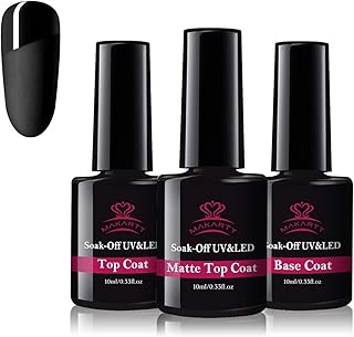 Sponsored Ad - Makartt 3pcs No Wipe Matte Gel Top Coat and Base Coat Kit, Soak off UV LED Gel Base and Top Coat Gel Nail P...