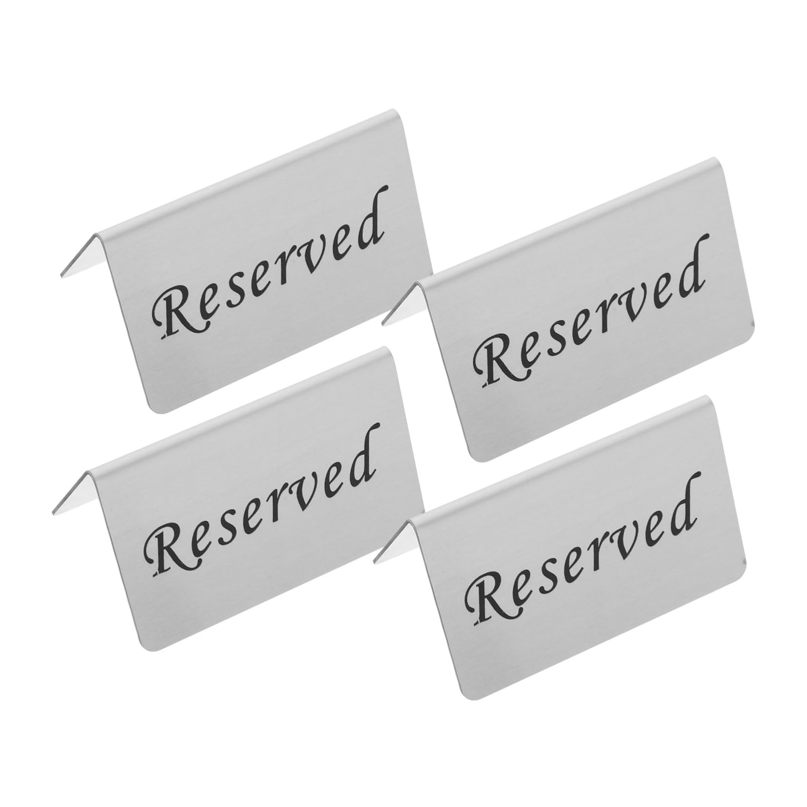 Unomor 4Pcs Reserved Table Signs Stainless Steel Tent Style Reservation Signs for Weddings Parties and Events Elegant Shaped Table Markers Easy to Clean and Reusable
