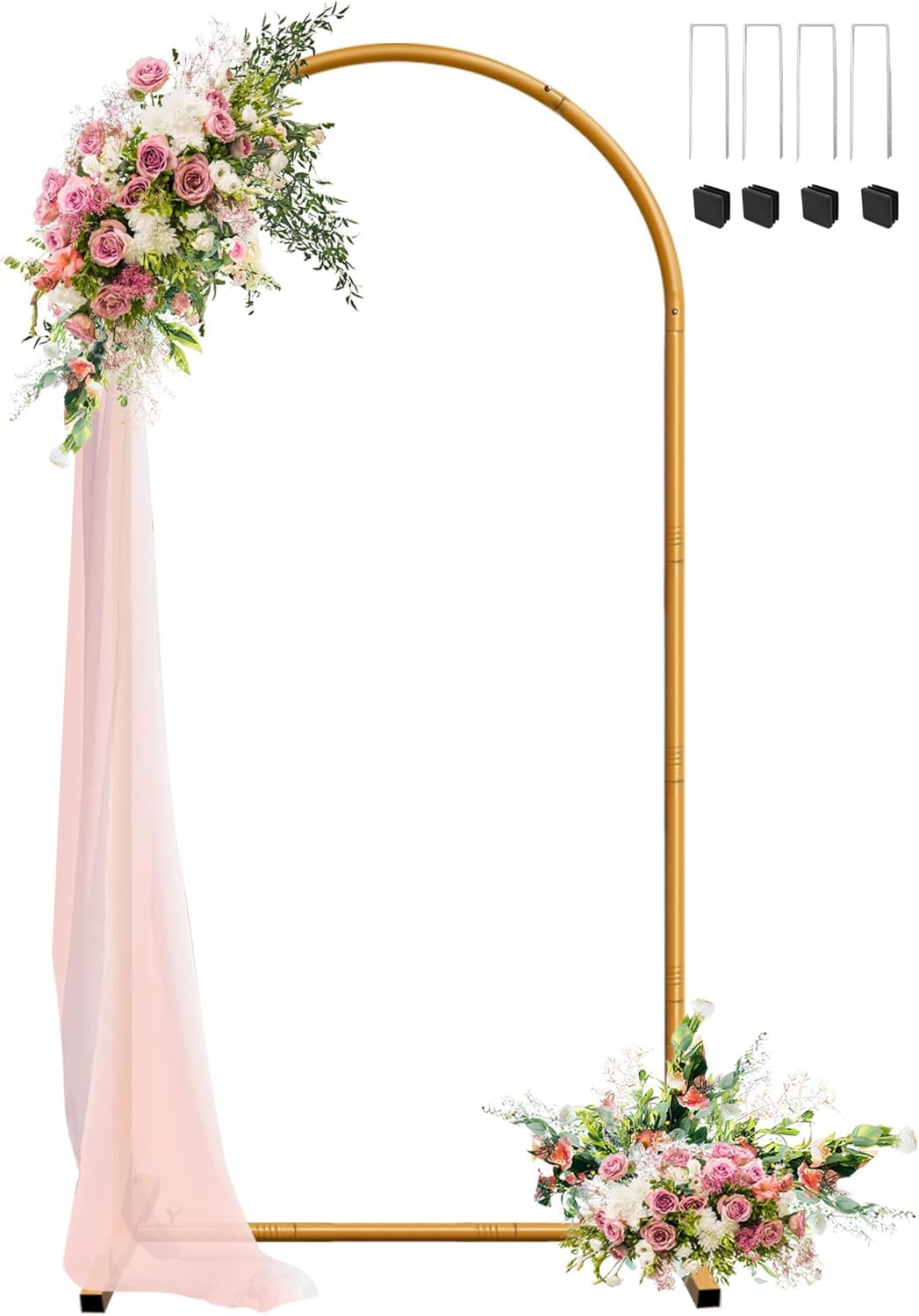 2m Hochzeitsbogen Hintergrund Ständer, Metallbogen, Goldfarben, Hochzeitsbogen Gestell, Hochzeit Bogen Hintergrund Rahmen für Hochzeit, Geburtstag, Party Dekoration, Muttertag (1x2m)