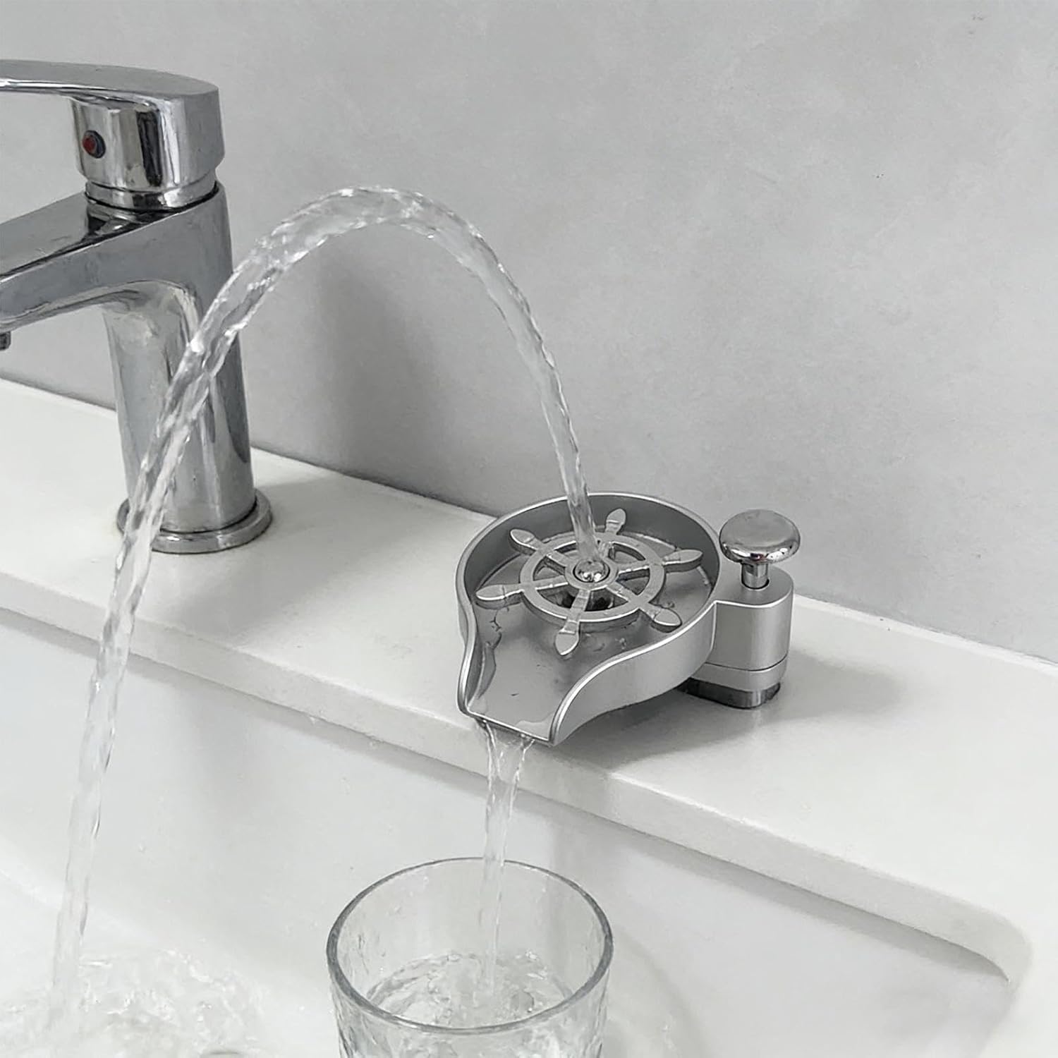 Kitchen Sink Glass Washer, Stainless Steel, 1 Set, Cup Cleaning Tool, Glass Cleaning Device, Kitchen Brush, For Cups Water Bottles Mugs Wine Glasses Coffee Cups