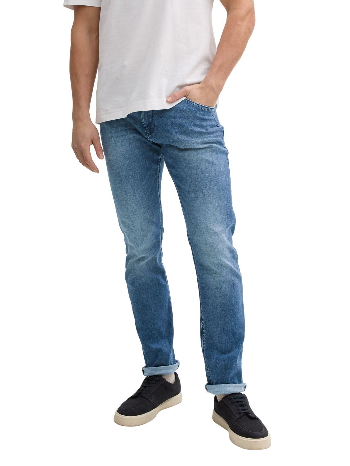 Tom Tailor TTJOSH Regular Slim Jeans, Used Light Stone Blue Denim, 30/30
