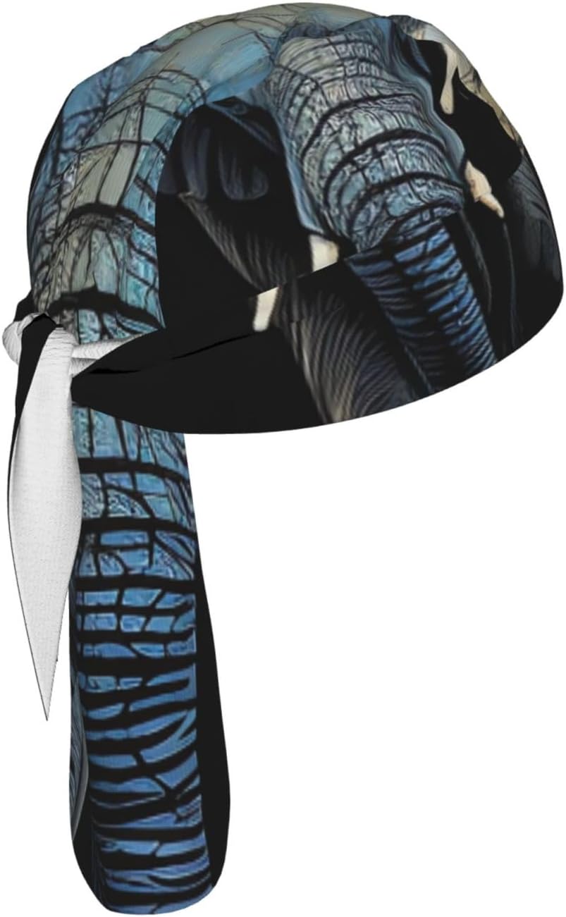 Two Elephant Bandana for Women Men Quick Dry Cooling Lightweight Helmet Lining Breathable Sweat Wicking Beanie Outdoor Headwear Black