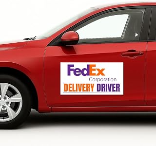 Fedex Deliivery Driver Car Magnet Sign by DC | Flexible Car Magnetic Sheets with Adhesive Backing | 12"x24" Bumper Magnet Sticker for Vehicles, Trucks & Business Advertising Signs | 2 PC | Made in USA