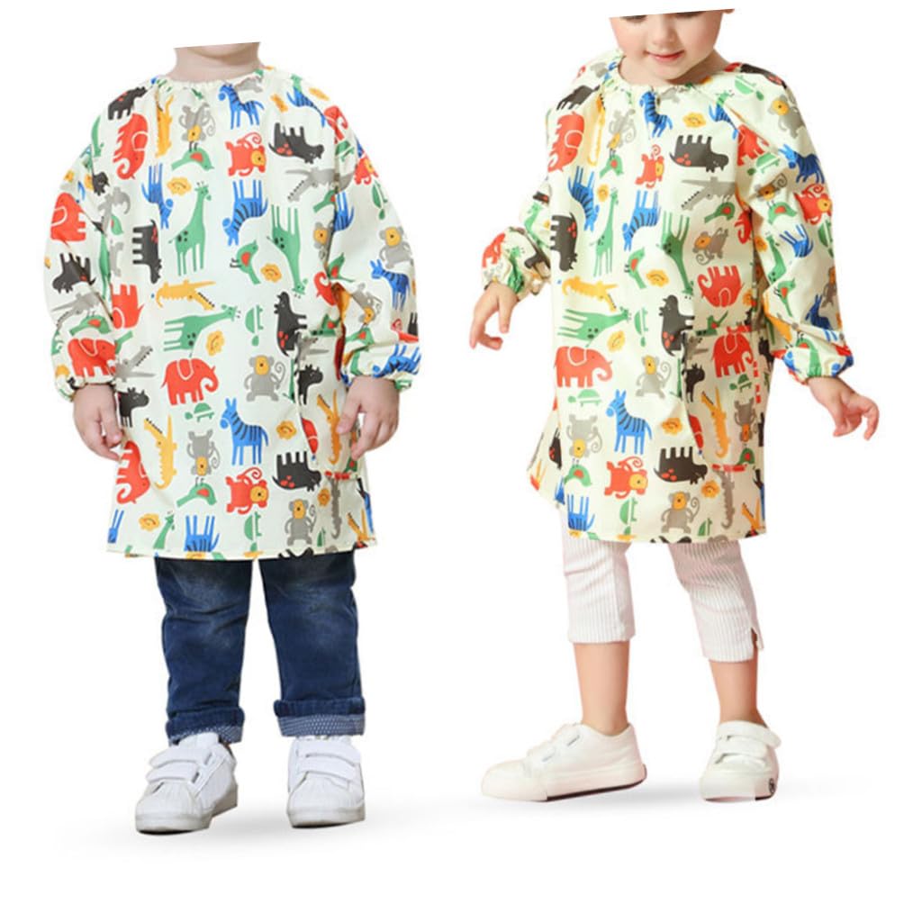 Tablier de Peinture Protège les Vêtements Jaune Imperméable Sèche Rapidement en Polyester, Manches Longues pour Garçon et Filles pour Activités Artisanales et Dessin