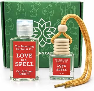 Car Air Freshener with 1 Oz Refill included | Car scented on the go | Car Air Freshener | Long Lasting Hanging Fragrance | Phthalate Free Fragrance. (Love Spell (Type), 10 ml)