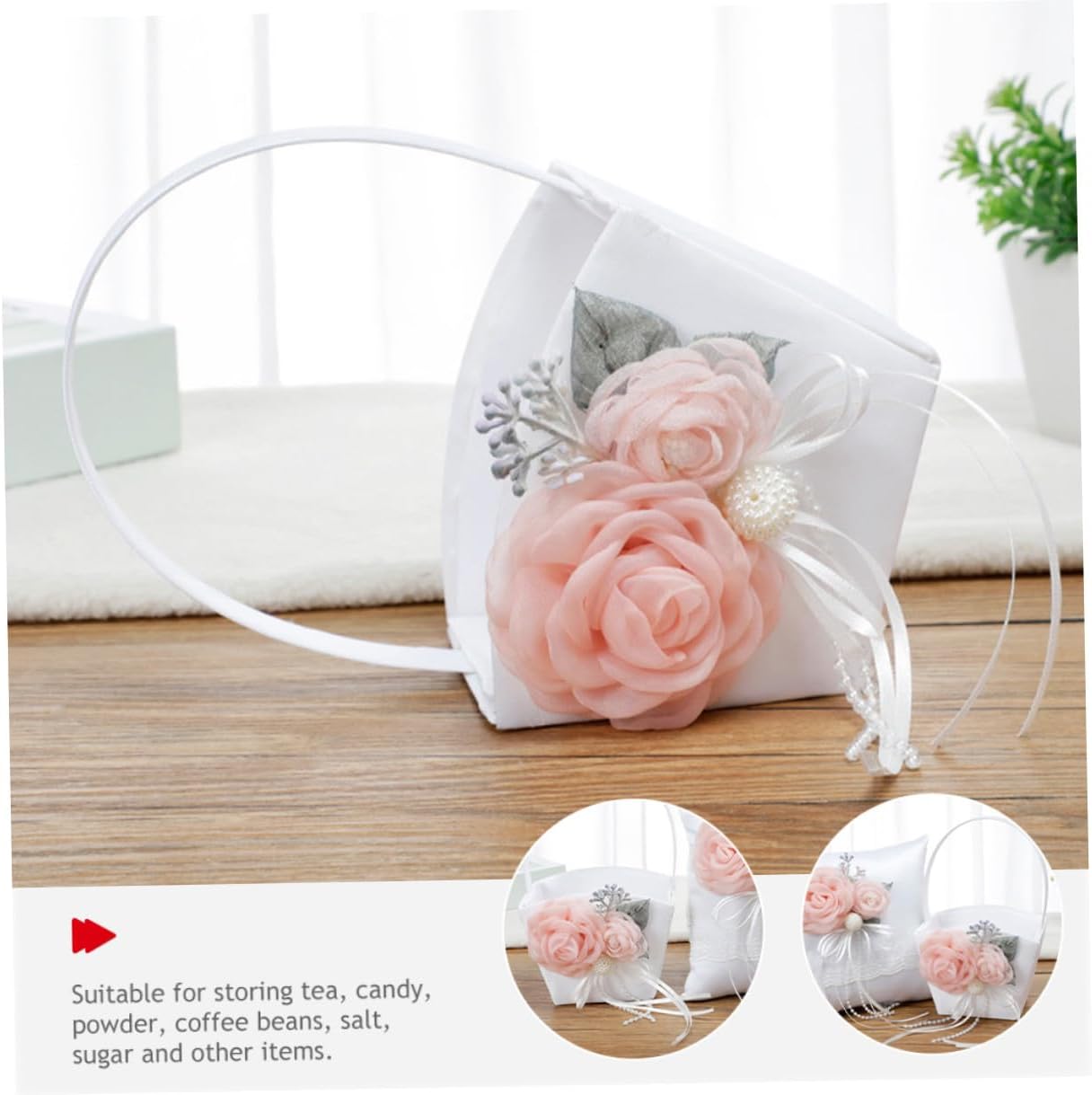 TOYANDONA Wedding Bride Flower Basket with Handle Fabric Petal Storage Basket for Flower for Wedding Ceremony and Event Supplies