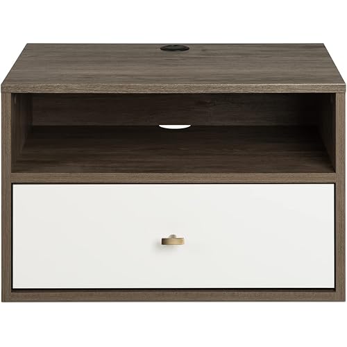 Prepac Transitional 1 Drawer Floating Nightstand With Open Shelf, 15"D x 22.5"W x 14.5"H, Multi-Color