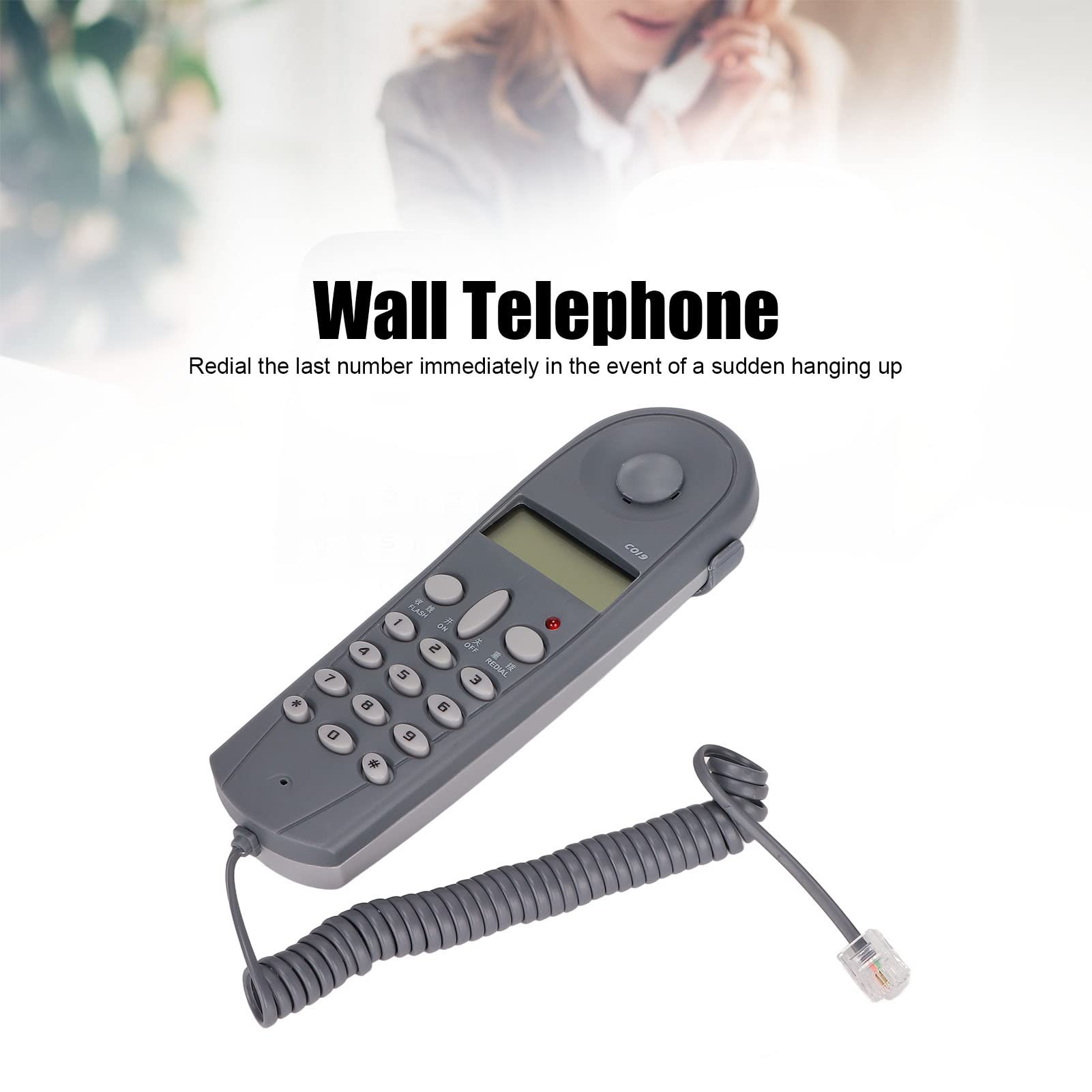 Wandtelefon, -Wandtelefon mit Rauschunterdrückung, Schnurgebundenes Telefon Zum Aufhängen, Festnetztelefon Zum Aufhängen mit Wahlwiederholung der Letzten Nummer und