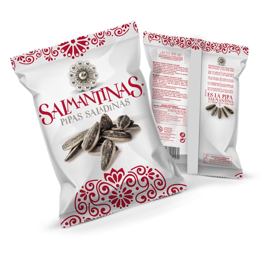 Pipas Salmantinas | Pipas Saladinas | Expositor con 10 Bolsas de 110g | Sabor intenso y tradicional (Con Sal, Salmantinas)