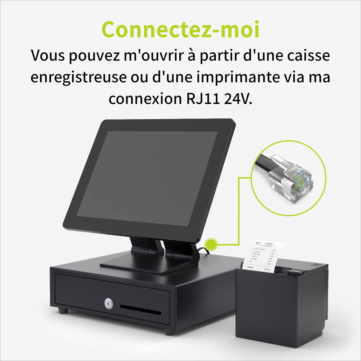 ACROPAQ Cassetto cassa - Apertura elettrica con connessione RJ11, Cassetto per contanti 33 x 33 cm, Adatto per installazione sotto pavimento - Registratore di cassa, Cassa portasoldi - Nero