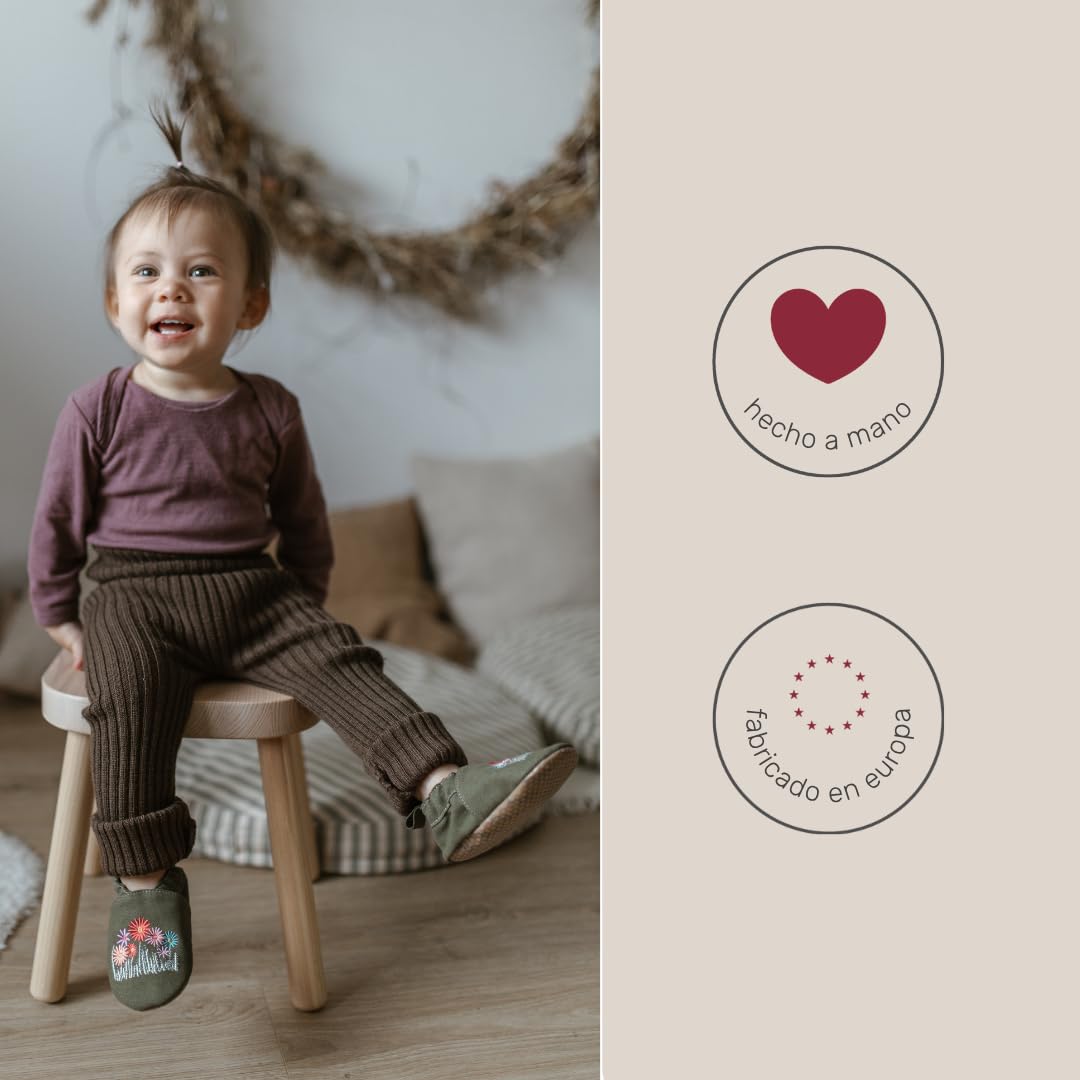 HOBEA-Germany Zapatos veganos para niños RecyStep Ratón con Elefantee beige 22/23 (1½ - 2 años) Suela con agarre