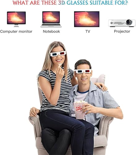 Miniatura 4 de UKCOCO 80 piezas de papel 3D gafas 3D rojo azul gafas de cartón anaglifo gafas universales 3D anaglifo gafas gafas de computadora gafas desechables