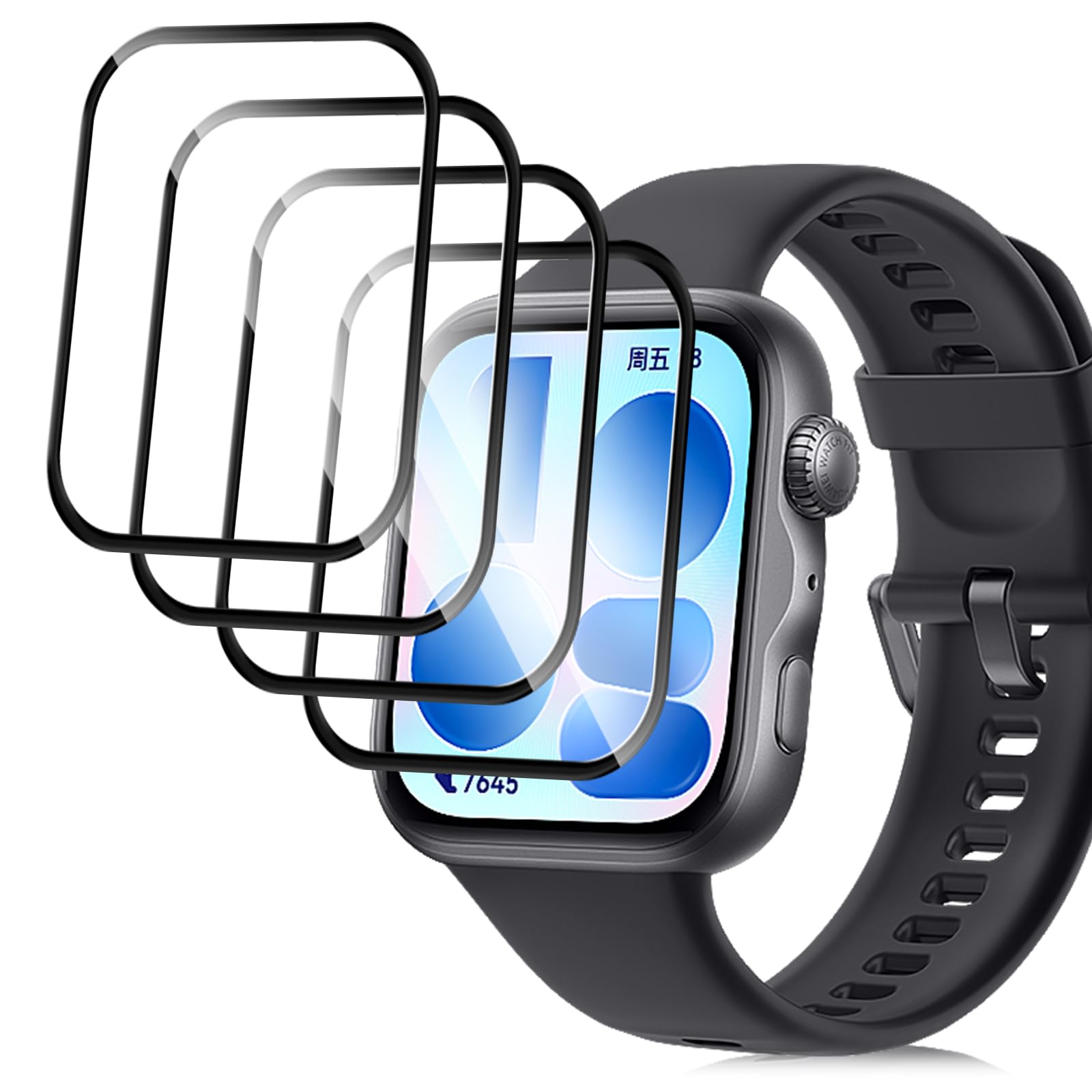 Osłona na wyświetlacz do Huawei Watch Fit 5, 4 sztuki przezroczysta ochronna, antyrysunkowa elastyczna folia, miękka przezroczysta HD TPU bez bąbelków