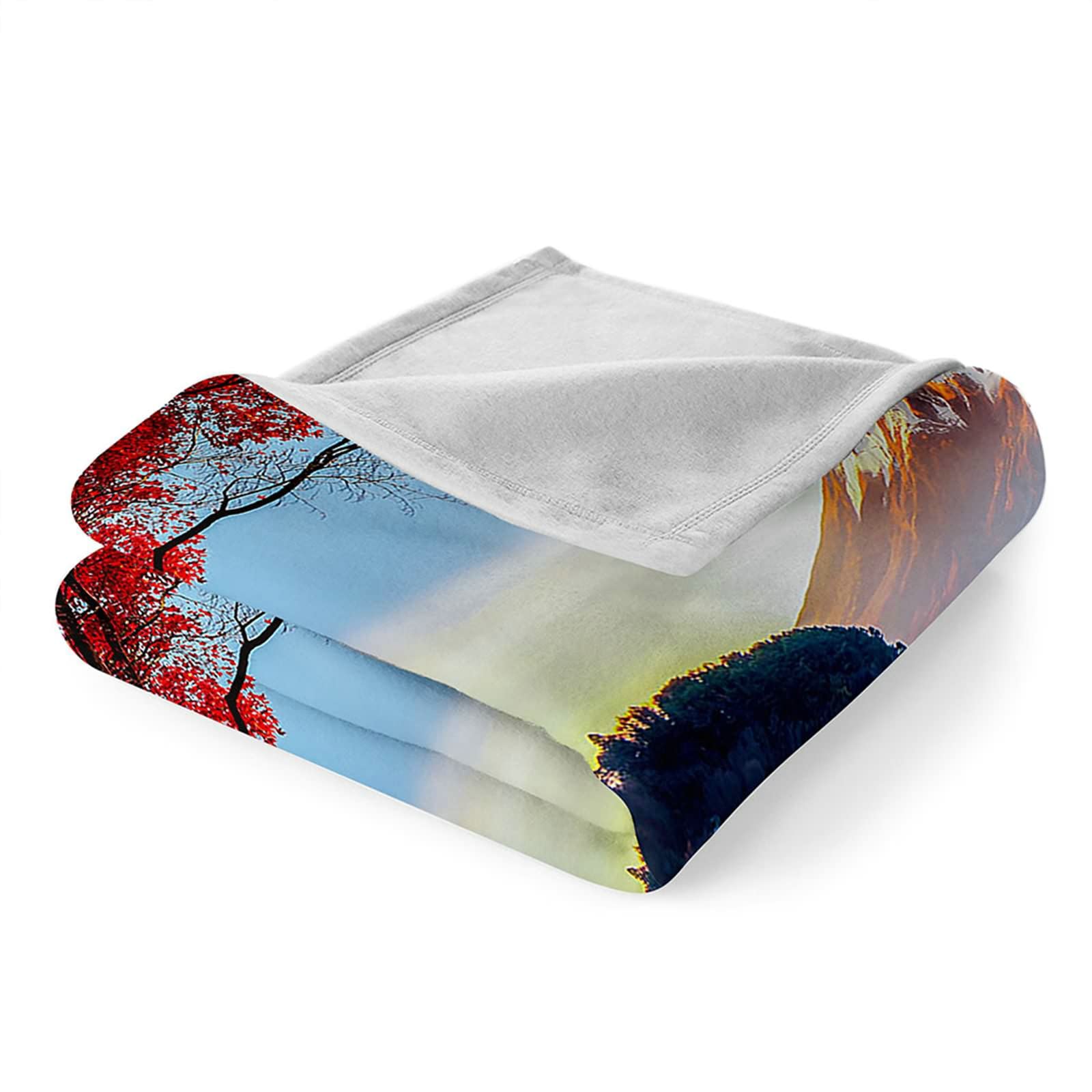 Aeici Couverture Polaire, Couverture en Flanelle Couverture 150x200 cm Montagnes Enneigées Lacs Couverture Canapé Cadeau pour Adultes et Enfants