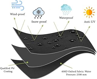 PATIO PLUS BLGCC65-BK - Funda para silla de jardín apilable (impermeable, anti-UV, 600D, tela Oxford, reclinable, 65 x 65 x 120/80 cm)