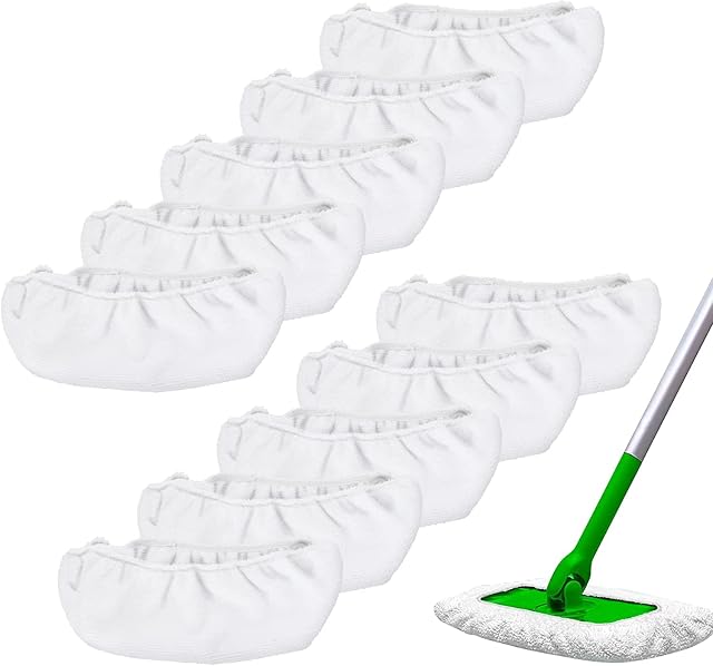 Reusable Cotton Wet Pads for Flash Powermop Swiffer Wet & Dry Sweeper Mop Starter Kit, Washable Mop Refills for Wet and Dry Use (10 Pack)