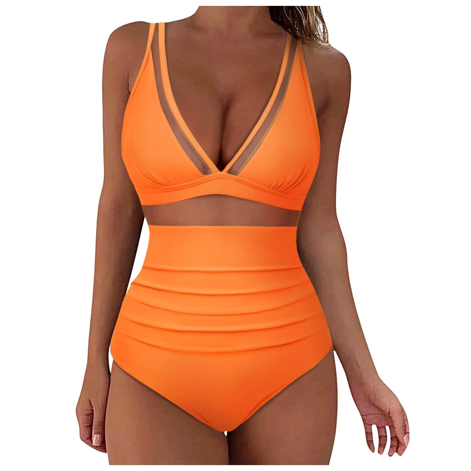 Generico Costume da Bagno Donna, Sexy da con Controllo in Rete, Push Up A Vita Alta, Design Moderno Ed Essenziale