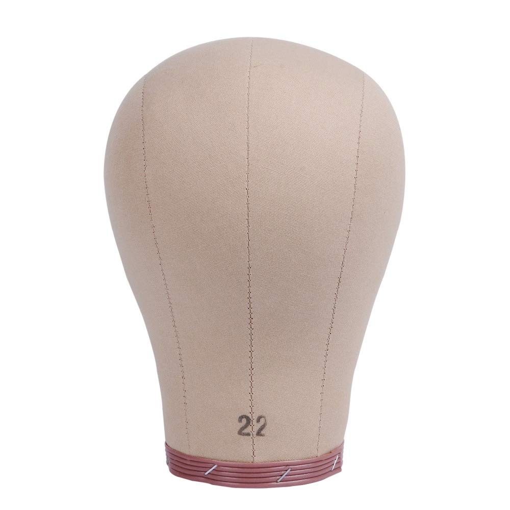 YANTAISIYU Cork Canvas Block Wig Head Mannequin Manikin Head Wigs Making Display Head (22 Inch), Nude color - Image 4