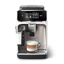 PHILIPS Macchina da caffè espresso automatica Serie 2300-4 bevande, Display touch screen a colori, Sistema LatteGo, SilentBrew, Macinacaffè in ceramica, Filtro AquaClean. Bianco cromo (EP2333, 40)