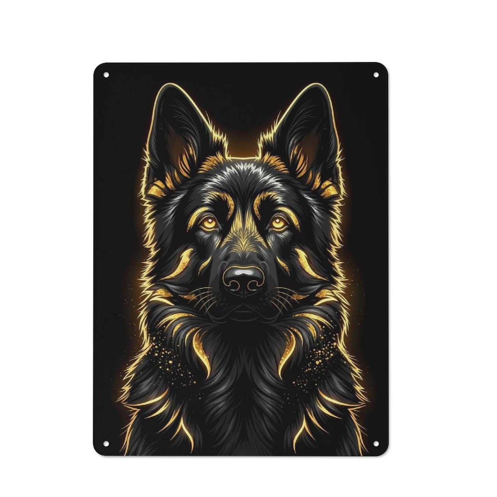 Junmoney Style-19 Golden German Shepherd Portrait Rustic Metal Sign 40X30cm For Garden Room Or Summerhouse, For Summerhouse Decorators