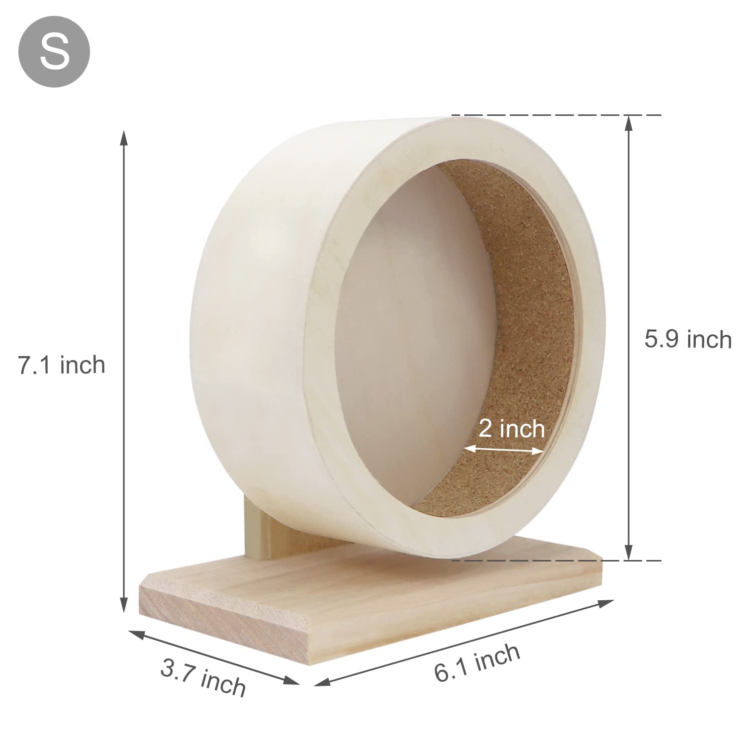 Small Pets Exercise Wheel Hamster Wooden Mute Running Spinner Wheel Play Toy for Rat Gerbil Mice Chinchillas Hedgehogs Guinea Pigs (S) - image 5