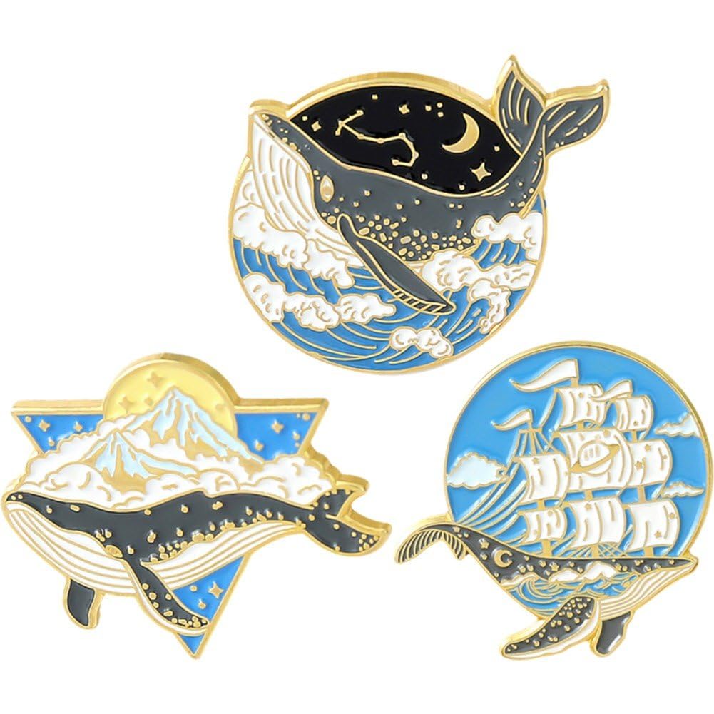 Cartoon Cute Whale Pins Ocean Blue Brooches Whale Brooches on Clothes Badges on Backpack Jewelry for Women Kids