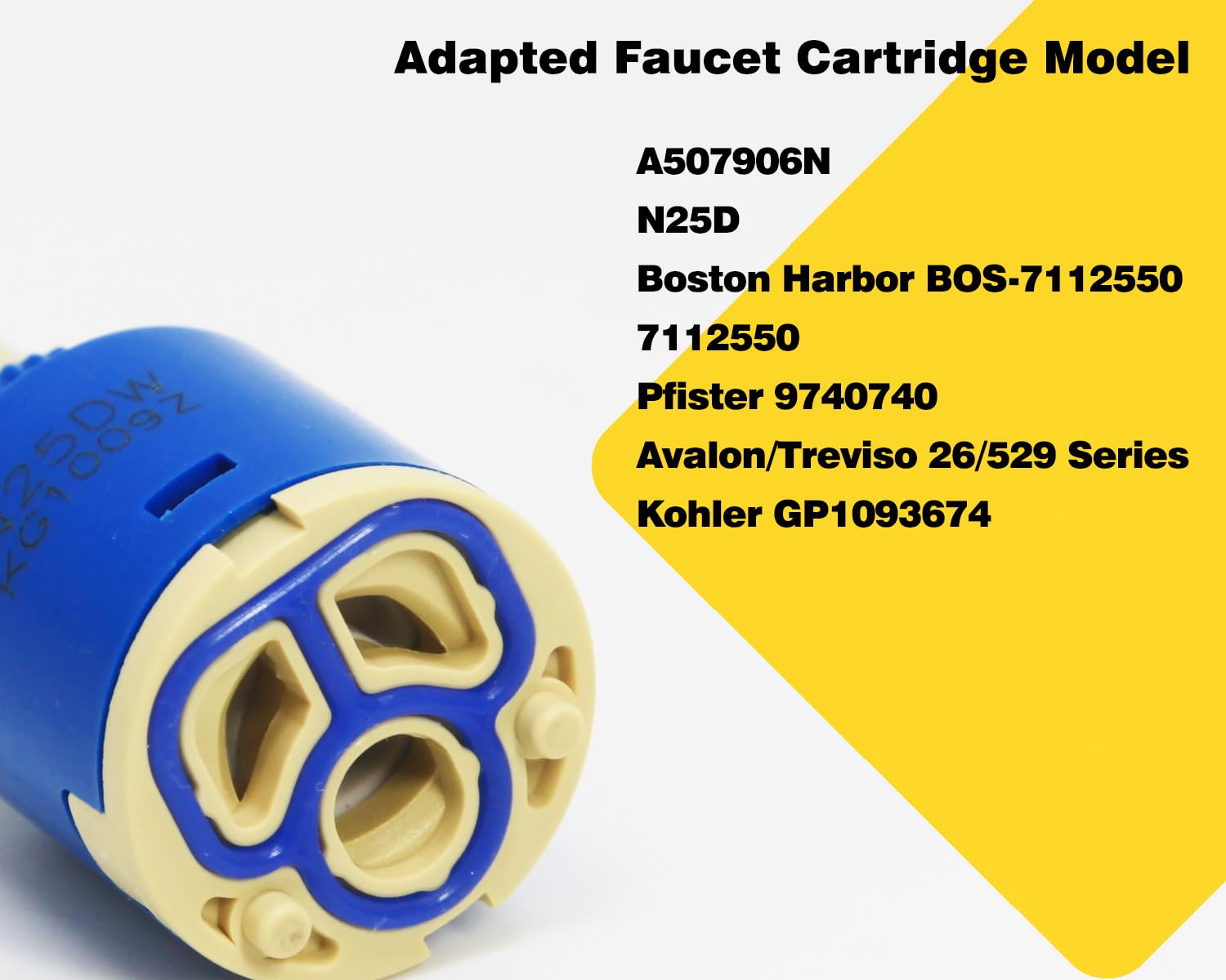 25mm Faucet Cartridge Replacement – Single Handle Valve For Kohler GP1093674, Pfister 9740740, Boston Harbor, N25D/N25DW
