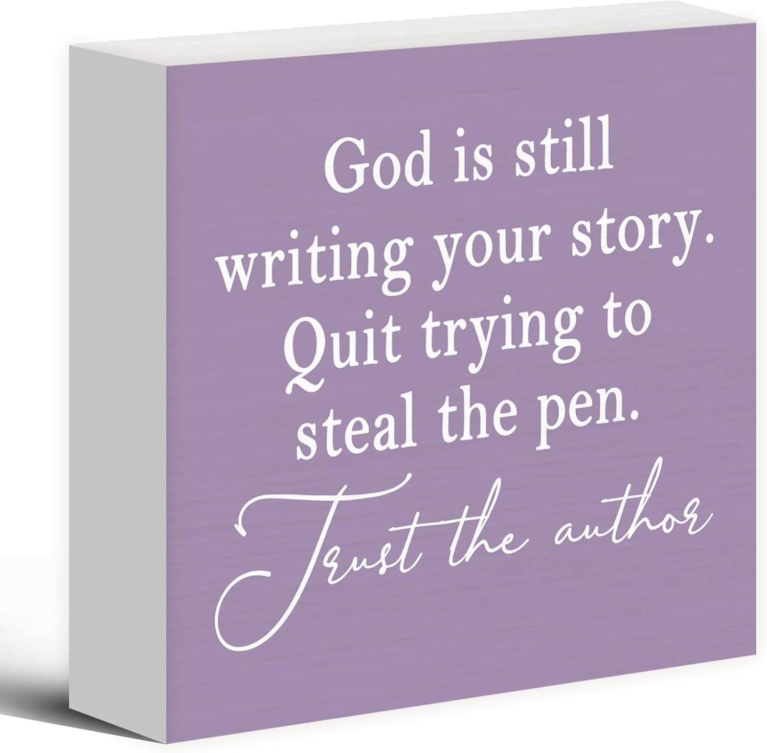 7x7 Inch Inspirational Wooden Box Sign, Trust the Author Quote Decor