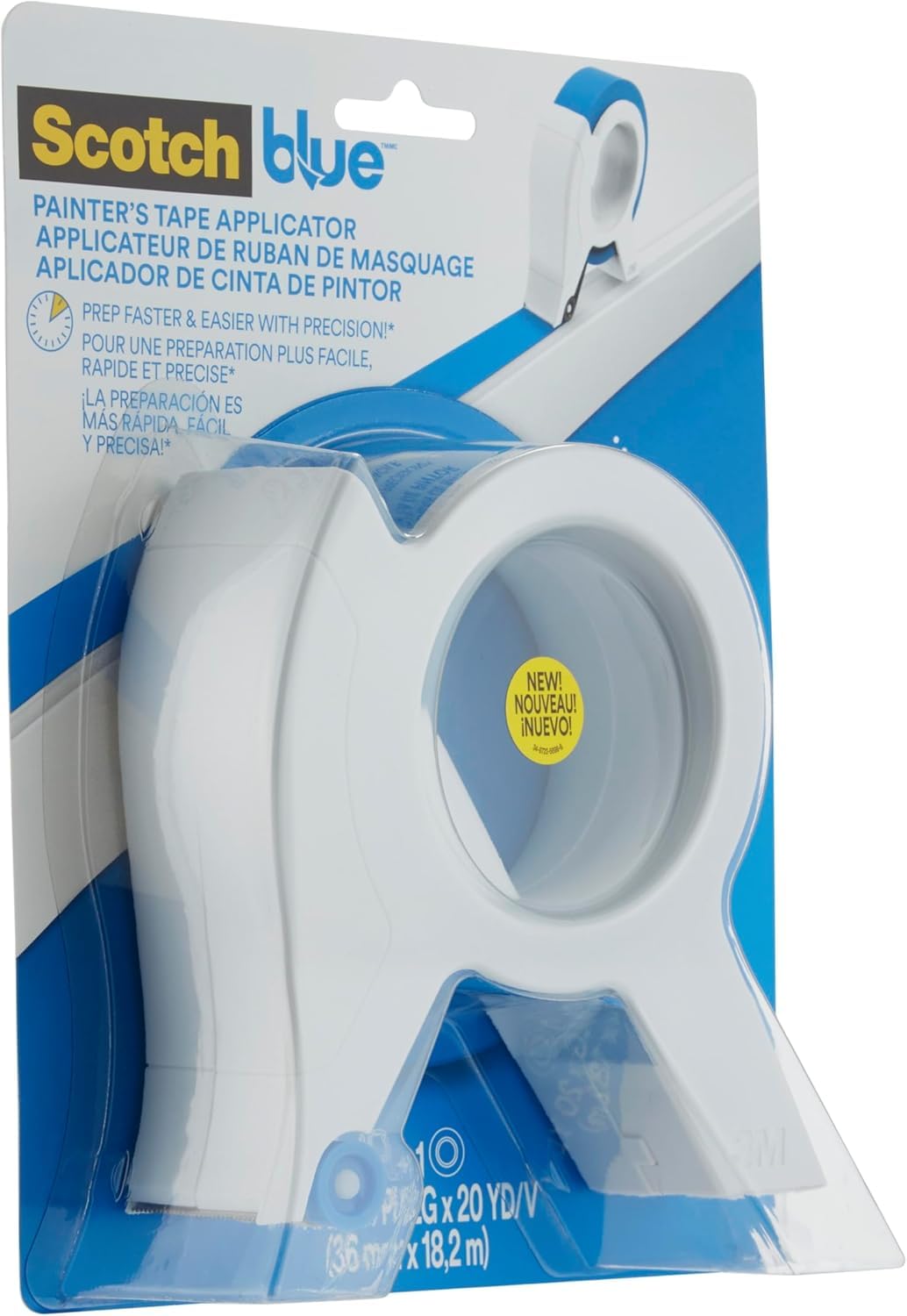 ScotchBlue Applicateur de Ruban de Masquage avec 1 Rouleau (36 mm x 18,2 m) Multi-Surfaces - Pour Moulures, Plinthes, Fenêtres et Encadrements Portes
