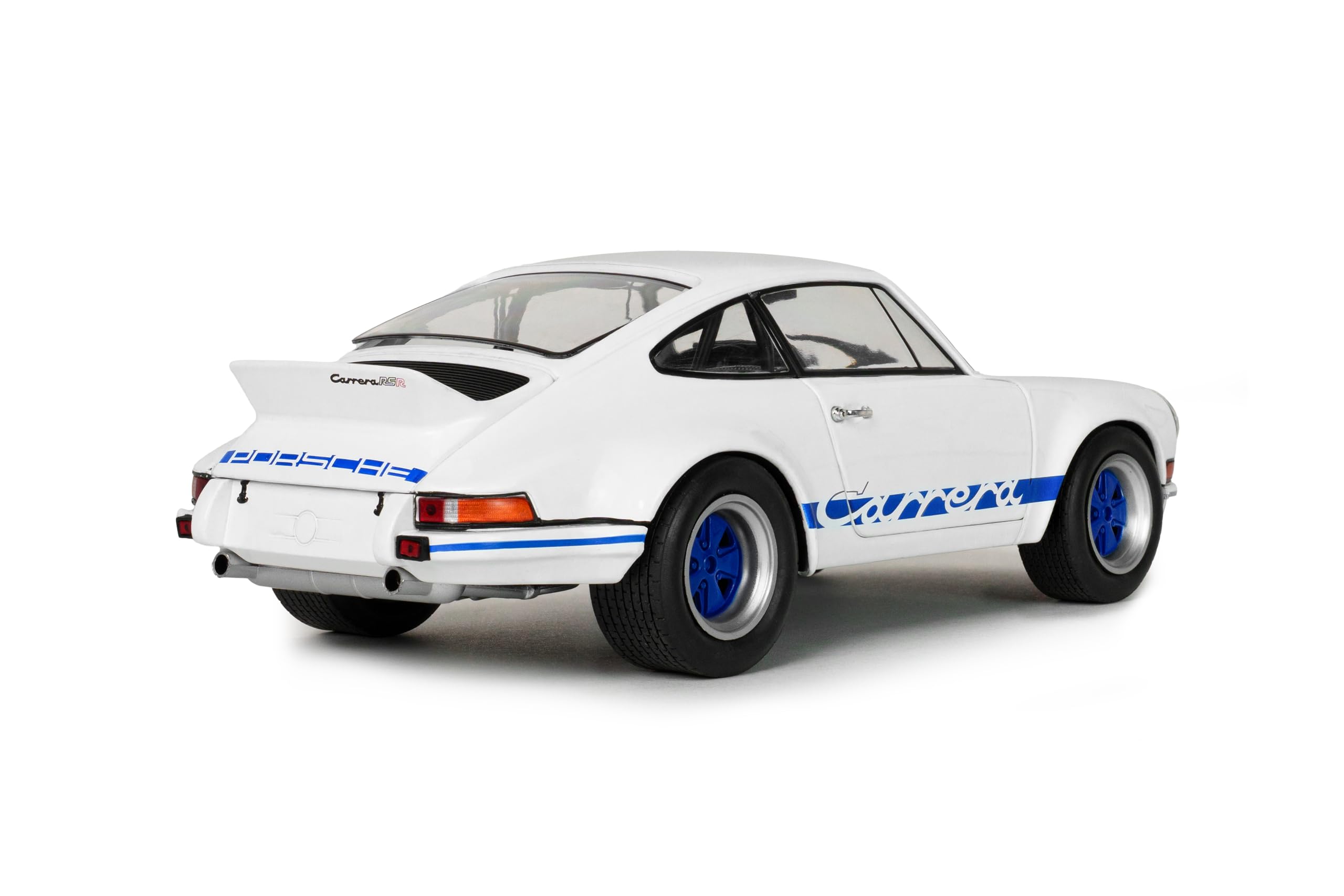 Solido Porsche 911 RSR 1973 – Diecast Voiture Miniature de Course Classique 911 avec décor Carrera, carrosserie détaillée et Jantes de Sport, Blanc avec des Accents Bleus, 1:18