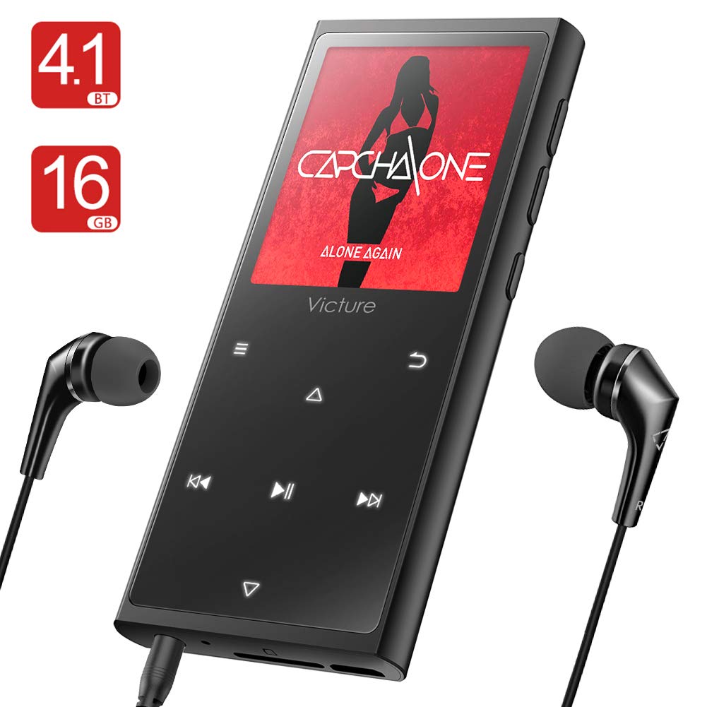 Victure MP3 Player 16GB Bluetooth Digital Music Player with FM Radio Voice Recorder Speaker HiFi Lossless Sound Quality Pedometer Wired Earphone Support up to 128GB