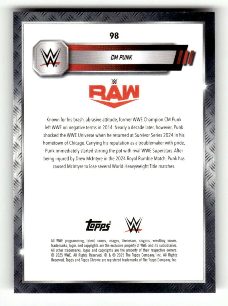 Amazon.com: 2025 Topps Chrome WWE #98 CM Punk Raw Wrestling Base