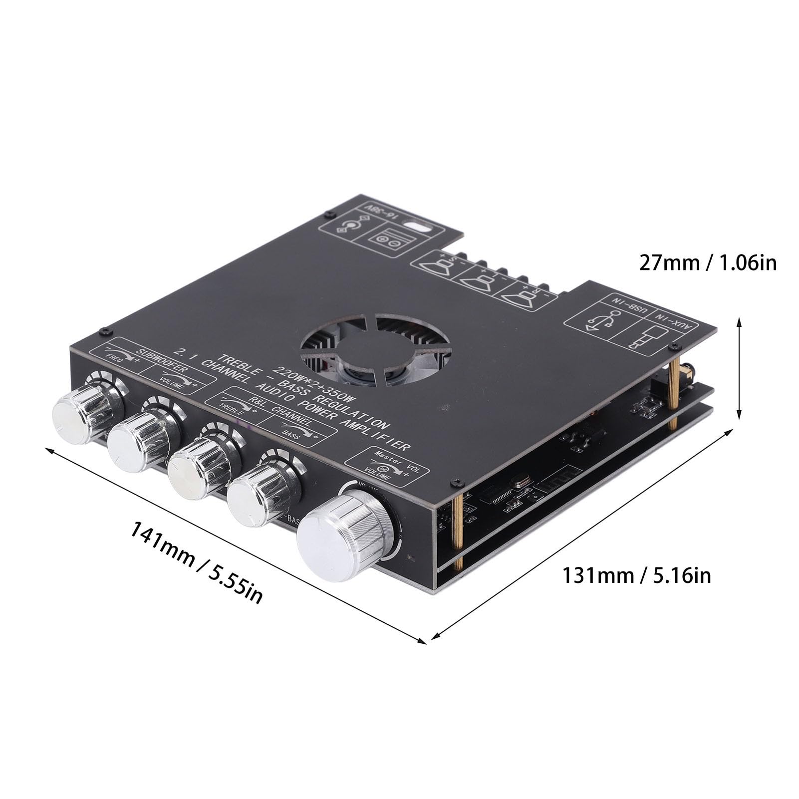 Jiawu TPA3255 Modulo Amplificatore di Potenza 2.1 BT5.1 Ingresso Scheda Audio USB AUX Scheda Amplificatore DC16-38V per Home Theater