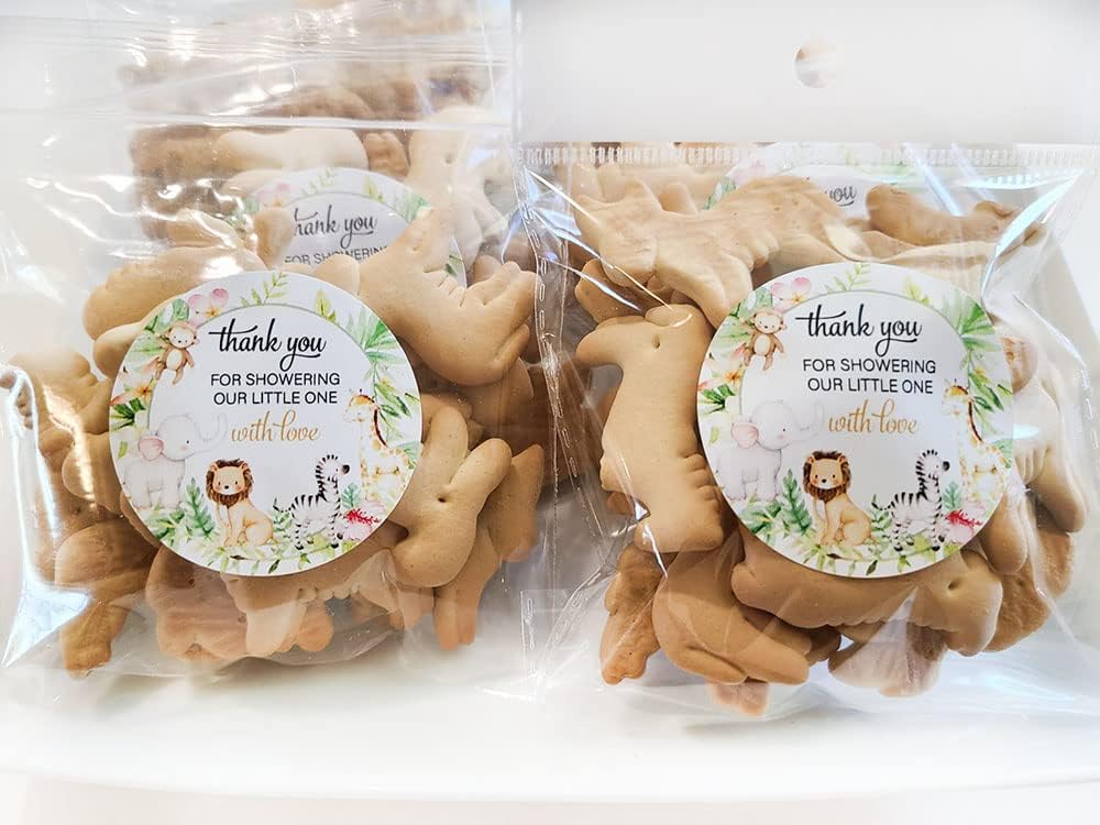 1.9 Inch Thank You Stickers Baby Shower Party Favors Safari Animals 60 Labels - Image 4